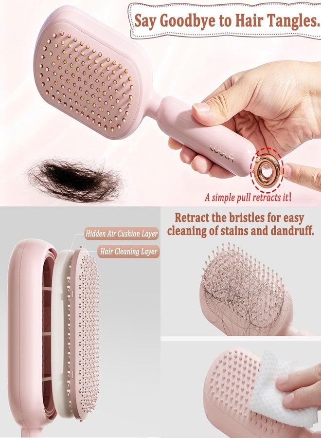 PMDYBY Retractable Cushion Massage Comb Brush, Pull Ring Cushion Massage Brush, Anti-Static Easy-Clean Massage Comb, Portable Travel, Smooth Clean Detangling Comb for All Hair Types(Pink) - Image 4